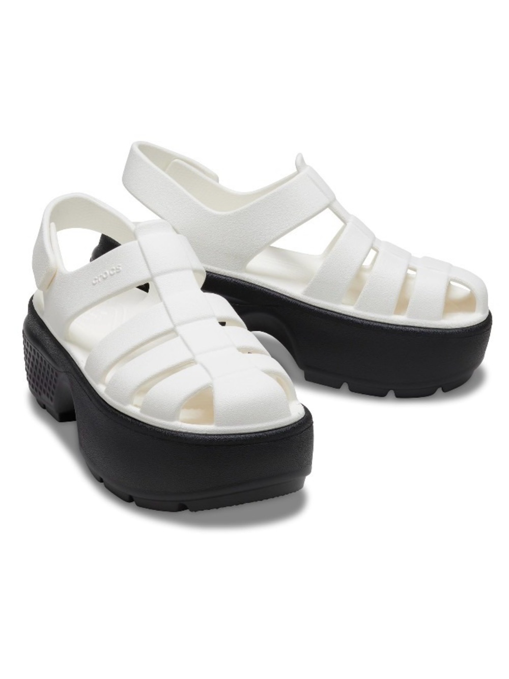 CROCS Two-Tone White Upper Black Platform Sandal